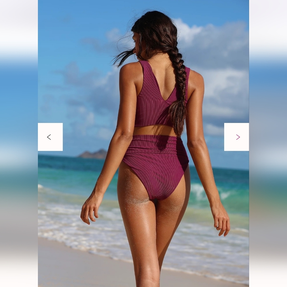 Beach Riot Dallas Ribbed Bikini Set Purple Plum - Picture 7 of 7